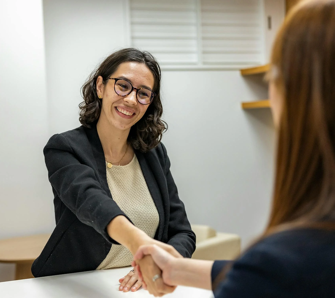 Healthcare professional shaking hands
